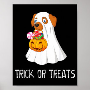 Poster Trick Or Treats Drôle de fantôme de chien Mignon H