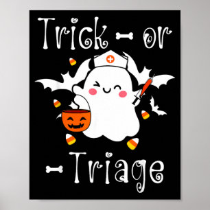 Poster Trick Or Triage Infirmière de triage Fantôme Hallo