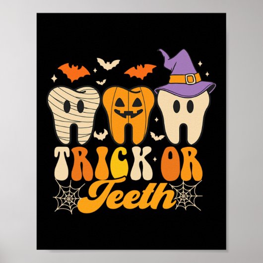 Poster Trick Ou Dents Costumes Halloween Dental Istant De (Devant)