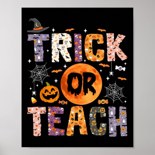 Poster Trick Ou Enseigner Funny Enseignants Halloween Gho (Devant)