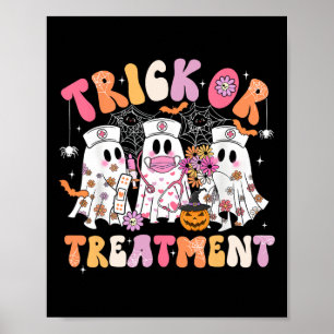 Poster Trick Ou Traitement Infirmière Fantôme Costume Hal