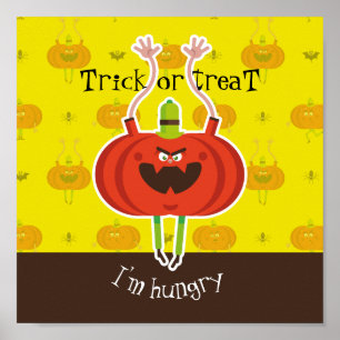 Poster Trick ou traiter j'ai faim