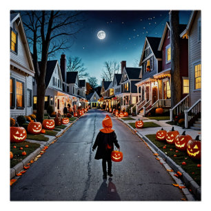 Poster Trick ou Treat Street - La nuit d'Halloween lunair