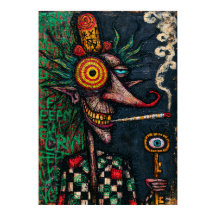 Trickster au sourire grotesque avec des yeux surré