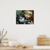 Poster Tricksy Tuxedo Cat ART IMPRIMER fée de chat grand  (Cuisine)