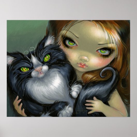 Poster Tricksy Tuxedo Cat ART IMPRIMER fée de chat grand  (Devant)