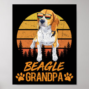 Poster Tricolore Beagle chien grand-père paw papa Fête de