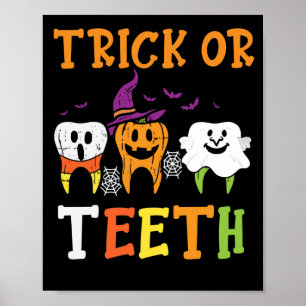 Poster Tricoter Ou Dents Dental Halloween Traiter Dentist