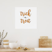 Poster tricoter ou traiter l'halloween orange noir simple (Cuisine)