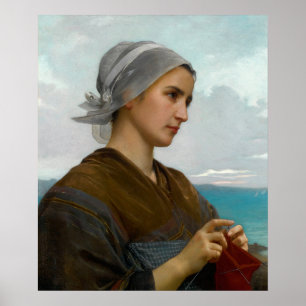 Poster Tricoteuse Bretonne par William-Adolphe Bouguereau