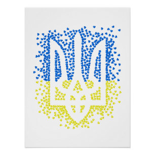 Poster Trident de l'emblème ukrainien tryzub dispersant l