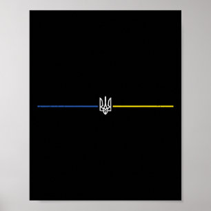 Poster Trident Lignes d'Ukraine Blason héraldique ukraini