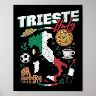 Poster Trieste Italie Italia Drapeau Italien Carte Souven