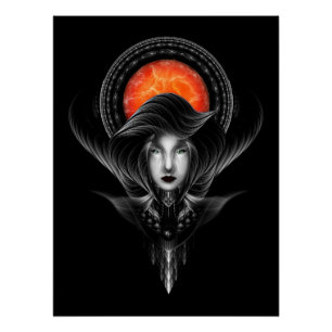 Poster Trilia Red Nebula Portrait BLKGS Orange Sun