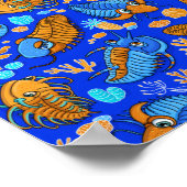 Poster Trilobites sur arrière - plan bleu foncé (motif en (Coin)