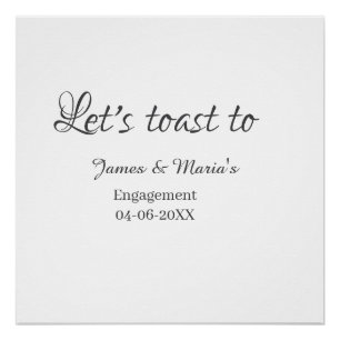 Poster Trinquons à la fête de fiançailles nom date élégan