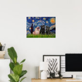 Poster Trio carlin (1F, 2B) - Nuit étoilée (Bureau à domicile)