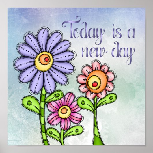 Poster Trio coloré à Doodle Flower (Devant)