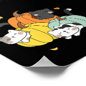Poster Trio Cute Citrouille Chats Bonjour Automne Automne (Coin)