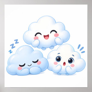 Poster Trio d'amis nuages