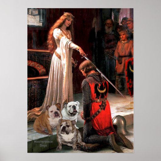 Poster Trio de Bouledogues Anglais - L'Accolade (Devant)