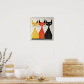 Poster Trio de chats Art moderne du milieu du siècle (Cuisine)