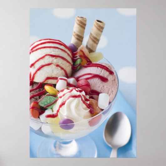Poster Trio de crème glacée et de sundae doux (Devant)