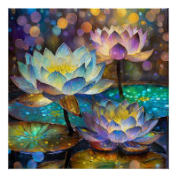 Trio de fleurs de lotus lumineuses