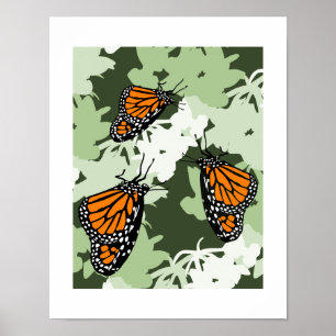 Poster Trio De Papillon Monarque Sur Plante Cygne