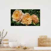 Poster Trio de Pêche Rose Floral (Cuisine)