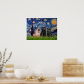 Poster Trio de Pug (1F,2B) - Nuit étoilée (Cuisine)