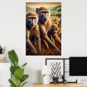 Poster Trio de singes en train de se fracasser (Bureau à domicile)