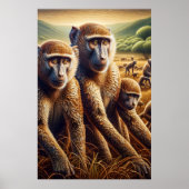 Poster Trio de singes en train de se fracasser (Devant)