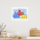 Poster Trio de sous-marins colorés Crayon (Cuisine)