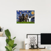 Poster Trio de Terre-Neuve - Nuit étoilée (Bureau à domicile)