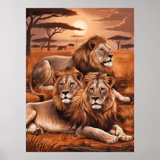 Poster Trio Regal se reposant dans la nature (Devant)