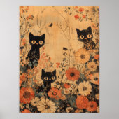 Poster Trio vintage de chat noir (Devant)
