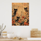 Poster Trio vintage de chat noir (Cuisine)
