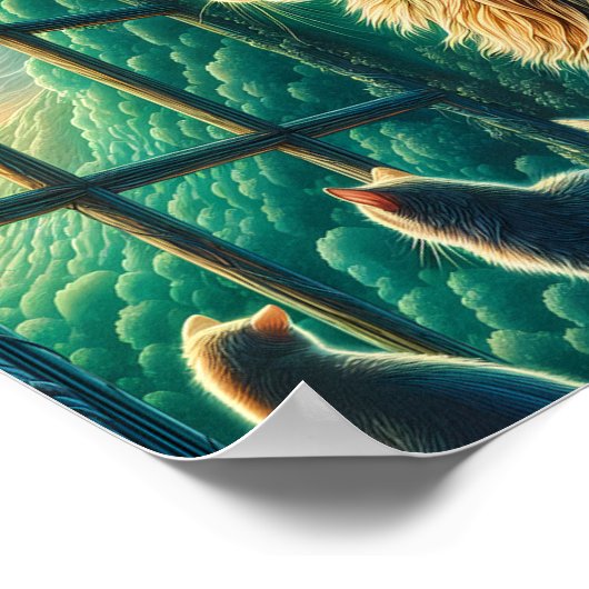 Poster Trio Whiskered à Window (Coin)