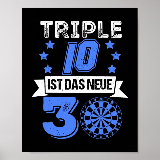 Poster Triple 10 30e anniversaire Idée cadeau fléchettes (Devant)