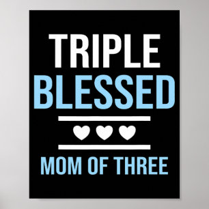 Poster Triple Bienheureuse Maman De Trois Garçons Filles