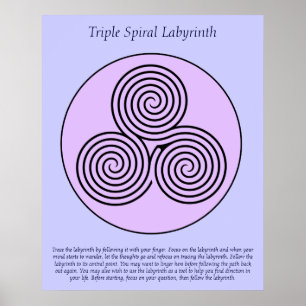 Poster Triple Labyrinthe de Doigt Spiral.