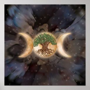 Poster Triple Lune arbre de vie