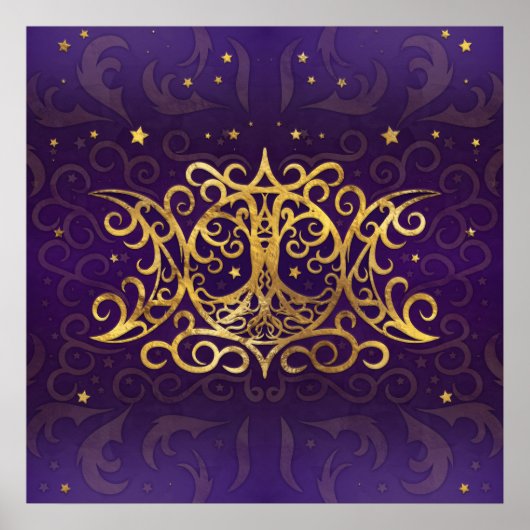 Poster Triple Moon - Triple Goddess Gold and Purple (Devant)