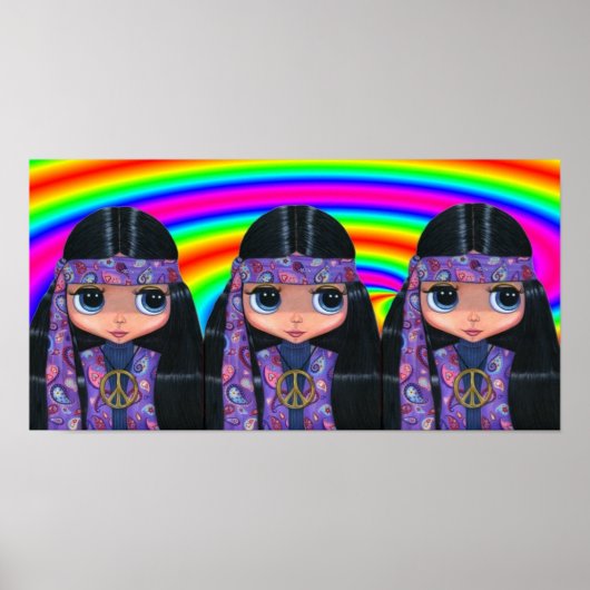 Poster Triple Paisley Hippies (Devant)