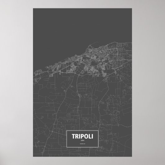 Poster Tripoli, Libye (blanc sur noir) (Devant)