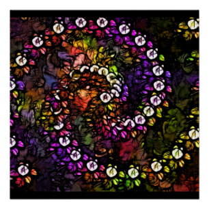 Poster Trippal fractal violet psychédélique arc-en-ciel