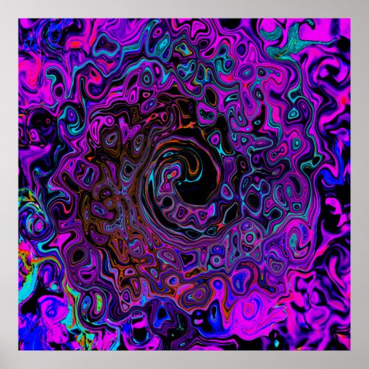Poster Trippy Black et Magenta Retro Liquid Swirl (Devant)