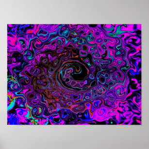 Poster Trippy Black et Magenta Retro Liquid Swirl