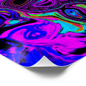 Poster Trippy Black et Magenta Retro Liquid Swirl (Coin)
